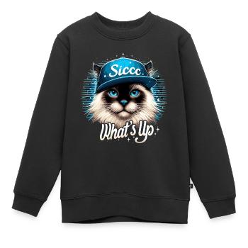 Heilige Birma Katze Birmakatze Was geht ab Geschen - Kinder Premium Organic Sweatshirt - Schwarz - Vorne - AI Model Kid Female (0cm)