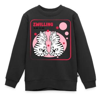 Sternzeichen Zwilling - Kinder Premium Organic Sweatshirt - Schwarz - Vorne - AI Model Kid Female (0cm)