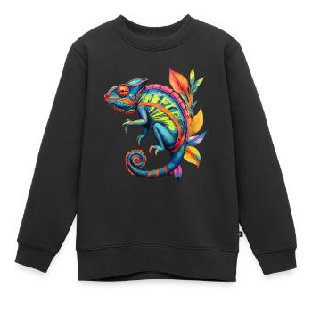 Caméléon Caméléons Reptiles - Sweat Premium enfant bio - noir - Devant - AI Model Kid Female (0cm)