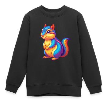 Chipmunk Coloré Kawaii Dessin Animé Personnage Clipart - Sweat Premium enfant bio - noir - Devant - AI Model Kid Female (0cm)