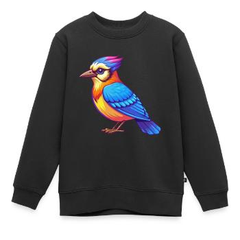 Blue Jay Bunte Kawaii Cartoon Figur Clipart - Kinder Premium Organic Sweatshirt - Schwarz - Vorne - AI Model Kid Female (0cm)