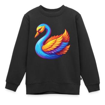 cygne coloré kawaii personnage de dessin animé oiseau - Sweat Premium enfant bio - noir - Devant - AI Model Kid Female (0cm)