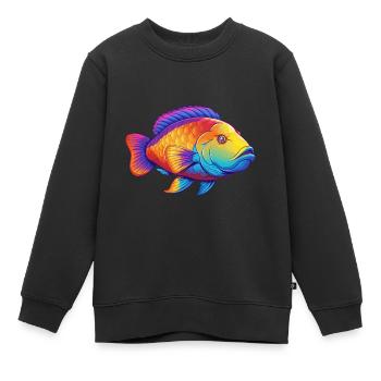 Napoleon Lippfisch Buntes Kawaii Cartoon Meerestier - Kinder Premium Organic Sweatshirt - Schwarz - Vorne - AI Model Kid Female (0cm)