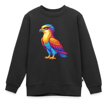Fischadler Bunte Kawaii Cartoon Figur Vogel - Kinder Premium Organic Sweatshirt - Schwarz - Vorne - AI Model Kid Female (0cm)