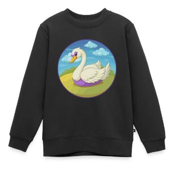 cygne mignon kawaii dessin animé clipart animal de compagnie - Sweat Premium enfant bio - noir - Devant - AI Model Kid Female (0cm)