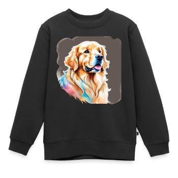 Aquarelles Golden Retriever - Sweat Premium enfant bio - noir - Devant - AI Model Kid Female (0cm)