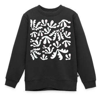 Abstrait Corail L Blanc Rose Pois - Sweat Premium enfant bio - noir - Devant - AI Model Kid Female (0cm)