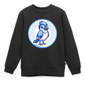 Jay Bird Blau Kawaii Cartoon Figur Clipart Haustier - Kinder Premium Organic Sweatshirt - Schwarz - Vorne - AI Model Kid Female (0cm)