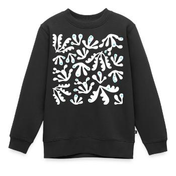 Abstrait Corail L Blanc Bleu Pois - Sweat Premium enfant bio - noir - Devant - AI Model Kid Female (0cm)