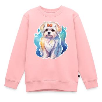 Malteser Wasserfarben - Kinder Premium Organic Sweatshirt - Rosa - Vorne - AI Model Kid Female (0cm)