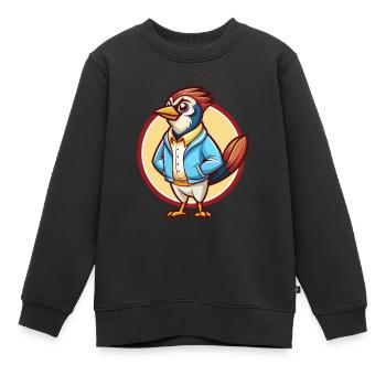 Jay Vogel Lustig Kawaii Cartoon Clipart Tier Haustier - Kinder Premium Organic Sweatshirt - Schwarz - Vorne - AI Model Kid Female (0cm)