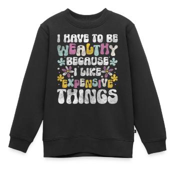 Reichtum Leben Millionär Spirit - Kinder Premium Organic Sweatshirt - Schwarz - Vorne - AI Model Kid Female (0cm)