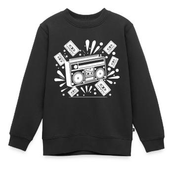 Ghettoblaster, Musik, Nostalgie - Kinder Premium Organic Sweatshirt - Schwarz - Vorne - AI Model Kid Female (0cm)