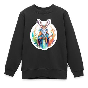 Aquarelles de druide - Sweat Premium enfant bio - noir - Devant - AI Model Kid Female (0cm)