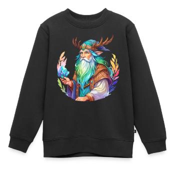 Aquarelles de druide - Sweat Premium enfant bio - noir - Devant - AI Model Kid Female (0cm)