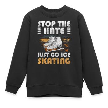 patins à glace patinoire sports sportifs - Sweat Premium enfant bio - noir - Devant - AI Model Kid Female (0cm)
