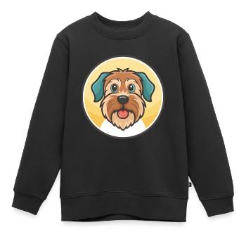 Briquet Griffon Vendéen Chien Race Dessin Animé Kawaii - Sweat Premium enfant bio - noir - Devant - AI Model Kid Female (0cm)