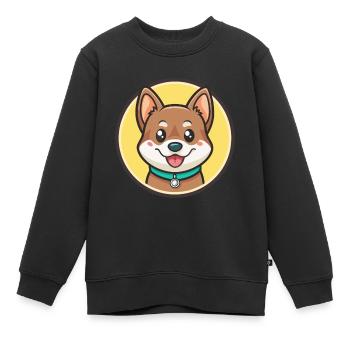 Kuri Hund Rasse Cartoon Kawaii Clipart Illustration - Kinder Premium Organic Sweatshirt - Schwarz - Vorne - AI Model Kid Female (0cm)