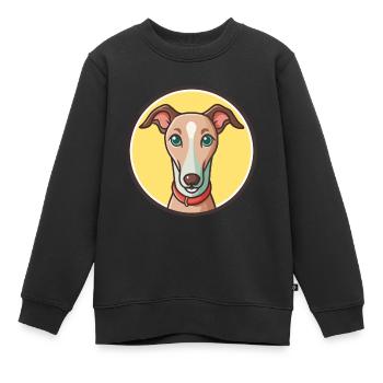 Lurcher Hunderasse Cartoon Figur Kawaii Clipart - Kinder Premium Organic Sweatshirt - Schwarz - Vorne - AI Model Kid Female (0cm)