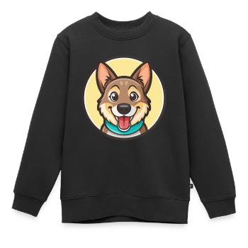 Chien bâtard race dessin animé personnage Kawaii Clipart - Sweat Premium enfant bio - noir - Devant - AI Model Kid Female (0cm)