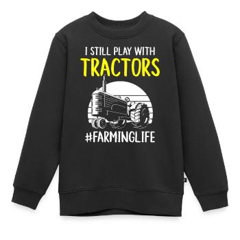 L’écurie des agriculteurs proteste - Sweat Premium enfant bio - noir - Devant - AI Model Kid Female (0cm)