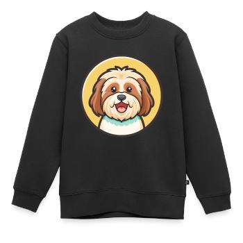 Tibetische Kyi Apso Hunderasse Cartoon Kawaii Clipart - Kinder Premium Organic Sweatshirt - Schwarz - Vorne - AI Model Kid Female (0cm)