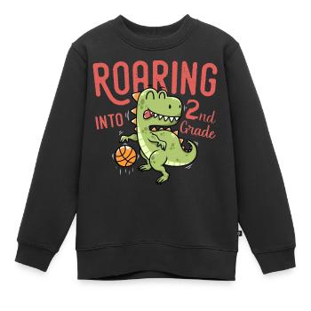 Roaring into 2nd Grade Dinosaur Basketball - Sweat Premium enfant bio - noir - Devant - AI Model Kid Female (0cm)