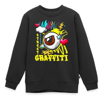 Graffiti Hip Hop coloré - Sweat Premium enfant bio - noir - Devant - AI Model Kid Female (0cm)