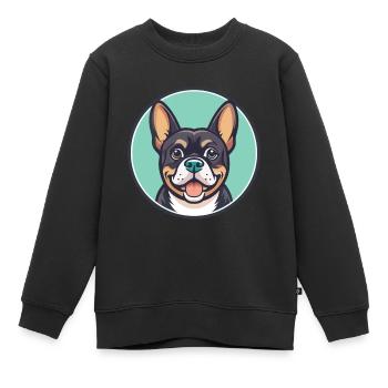Cao De Castro Laboreiro Hunderasse Karikatur Kawaii - Kinder Premium Organic Sweatshirt - Schwarz - Vorne - AI Model Kid Female (0cm)