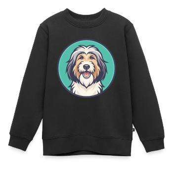 Katalanischer Schäferhund Hund Rasse Cartoon Kawaii Clipart - Kinder Premium Organic Sweatshirt - Schwarz - Vorne - AI Model Kid Female (0cm)