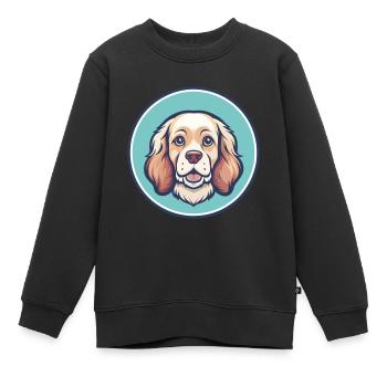 Clumber Spaniel Dog Breed Cartoon Kawaii Clipart - Kids Premium Organic Sweatshirt - black - Front - AI Model Kid Female (0cm)