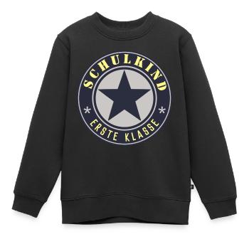 SCHULKIND ERSTE KLASSE - EINSCHULUNG - SCHULBEGINN - Kinder Premium Organic Sweatshirt - Schwarz - Vorne - AI Model Kid Female (0cm)
