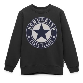 SCHULKIND ERSTE KLASSE - EINSCHULUNG - SCHULBEGINN - Kinder Premium Organic Sweatshirt - Schwarz - Vorne - AI Model Kid Female (0cm)