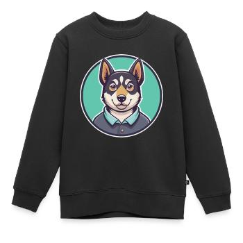 Kuri Hund Rasse Cartoon Kawaii Clipart Illustration - Kinder Premium Organic Sweatshirt - Schwarz - Vorne - AI Model Kid Female (0cm)