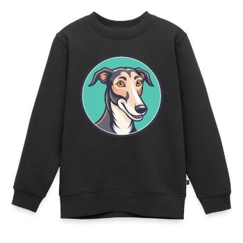 Lurcher Hunderasse Cartoon Figur Kawaii Clipart - Kinder Premium Organic Sweatshirt - Schwarz - Vorne - AI Model Kid Female (0cm)