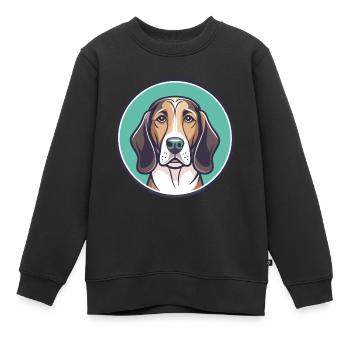 Norman Hound Chien Race Dessin animé Kawaii Clipart Animal de compagnie - Sweat Premium enfant bio - noir - Devant - AI Model Kid Female (0cm)