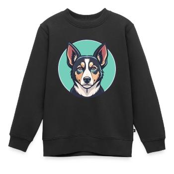 Russischer Harlekin Hund Hunderasse Karikatur Kawaii - Kinder Premium Organic Sweatshirt - Schwarz - Vorne - AI Model Kid Female (0cm)