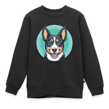 Heiliger Miguel Vieh Hund Rasse Lustige Karikatur Kawaii - Kinder Premium Organic Sweatshirt - Schwarz - Vorne - AI Model Kid Female (0cm)
