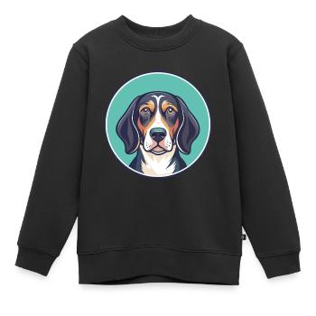 Serbische dreifarbige Hunderasse Karikatur Kawaii - Kinder Premium Organic Sweatshirt - Schwarz - Vorne - AI Model Kid Female (0cm)