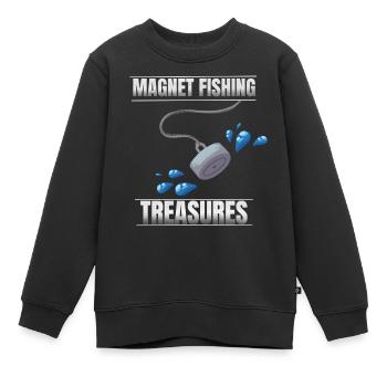 Pêche à l’aimant - Sweat Premium enfant bio - noir - Devant - AI Model Kid Female (0cm)