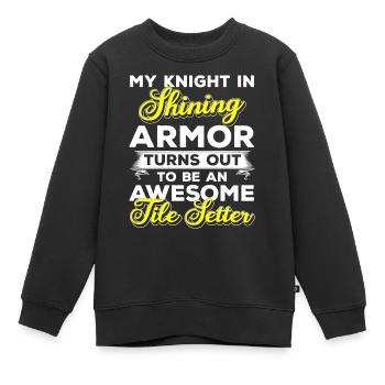 Floor Layer Tiles Slab Layer Training - Kids Premium Organic Sweatshirt - black - Front - AI Model Kid Female (0cm)