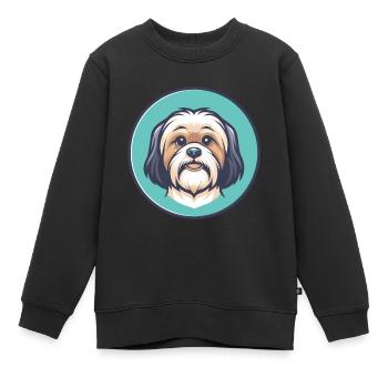 Tibetische Kyi Apso Hunderasse Cartoon Kawaii Clipart - Kinder Premium Organic Sweatshirt - Schwarz - Vorne - AI Model Kid Female (0cm)