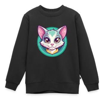Bambino Chat Race Dessin Animé Kawaii Animal Pet - Sweat Premium enfant bio - noir - Devant - AI Model Kid Female (0cm)