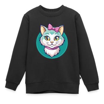 Chantilly Tiffany Chat Race Dessin animé Kawaii Animal - Sweat Premium enfant bio - noir - Devant - AI Model Kid Female (0cm)