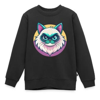 Himalaya-Katzenrasse Karikatur Kawaii Tier Haustier - Kinder Premium Organic Sweatshirt - Schwarz - Vorne - AI Model Kid Female (0cm)