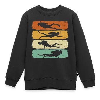 Plongée Rétro Diver Scuba Diver - Sweat Premium enfant bio - noir - Devant - AI Model Kid Female (0cm)