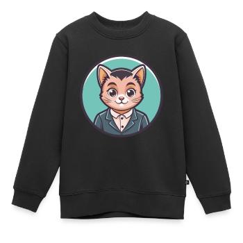 Bambino Chat Race Dessin Animé Kawaii Animal Pet - Sweat Premium enfant bio - noir - Devant - AI Model Kid Female (0cm)