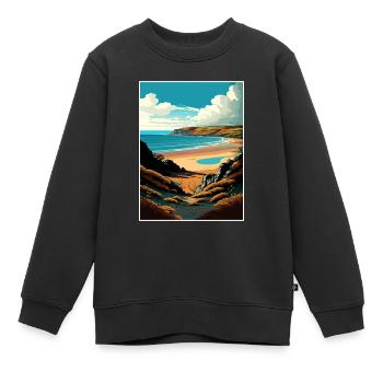 Péninsule de Gower Anob Affiche de voyage Souvenir WPA - Sweat Premium enfant bio - noir - Devant - AI Model Kid Female (0cm)