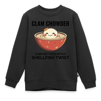 Chaudrée de palourdes, crustacés, soupe de fruits de mer hilarante - Sweat Premium enfant bio - noir - Devant - AI Model Kid Female (0cm)