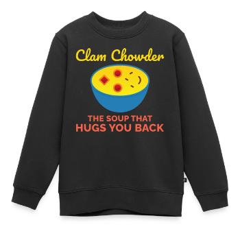 Chaudrée de palourdes, crustacés, soupe de fruits de mer hilarante - Sweat Premium enfant bio - noir - Devant - AI Model Kid Female (0cm)